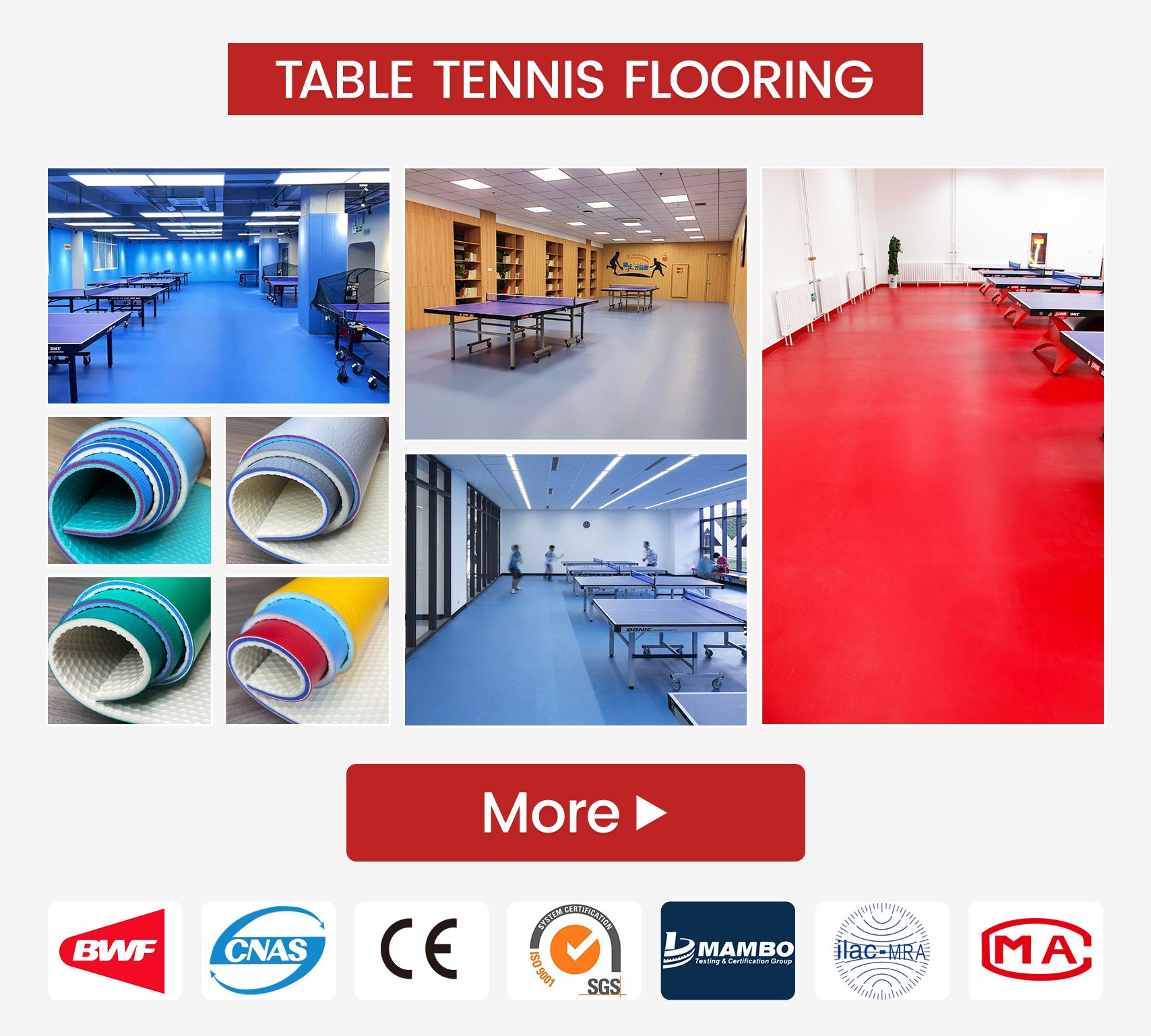 Table tennis sport flooring
