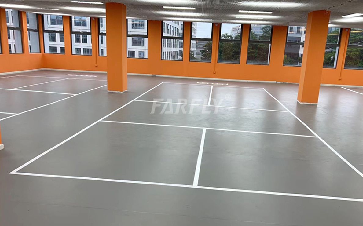 Revêtement de sol sportif en PVC de 800 m² en 2024 au centre d'entraînement de Pickleball à Guangzhou